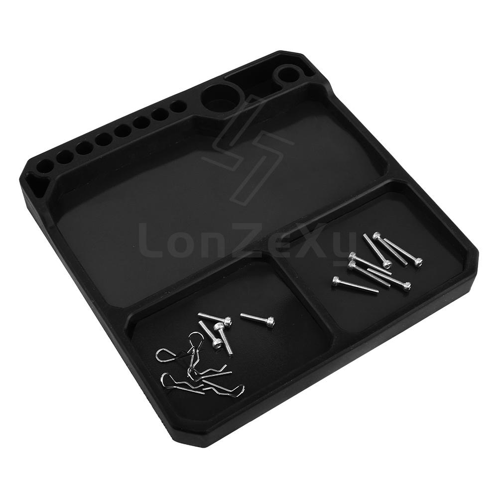 Magnetic Parts Tray - ถาดใส่ชิ้นส่วนซิลิโคนแม่เหล็ก กล่องเก็บสกรู RC แบบหลายช่อง พร้อมรูสำหรับไขควง สำหรับซ่อมรถโมเดล