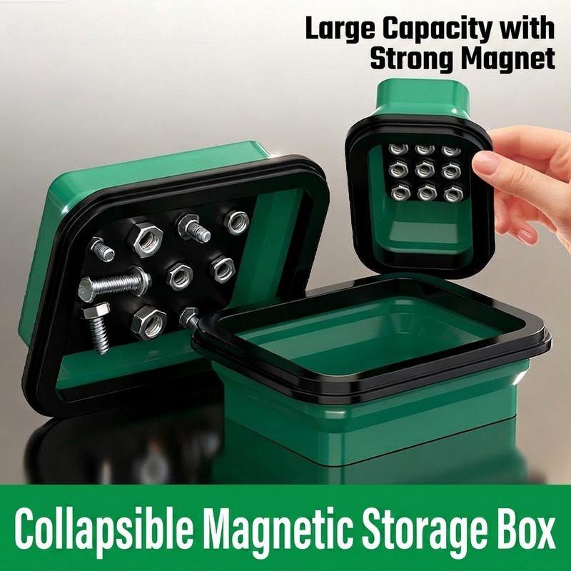 Magnetic Parts Tray - แผ่นแม่เหล็กเจาะรูสำหรับติดผนัง ชุดอุปกรณ์จัดเก็บเครื่องมือ ซิลิโคนพร้อมช่องใส่ ถาด กล่อง ช่องเก็บสกรูและดอกไขควง