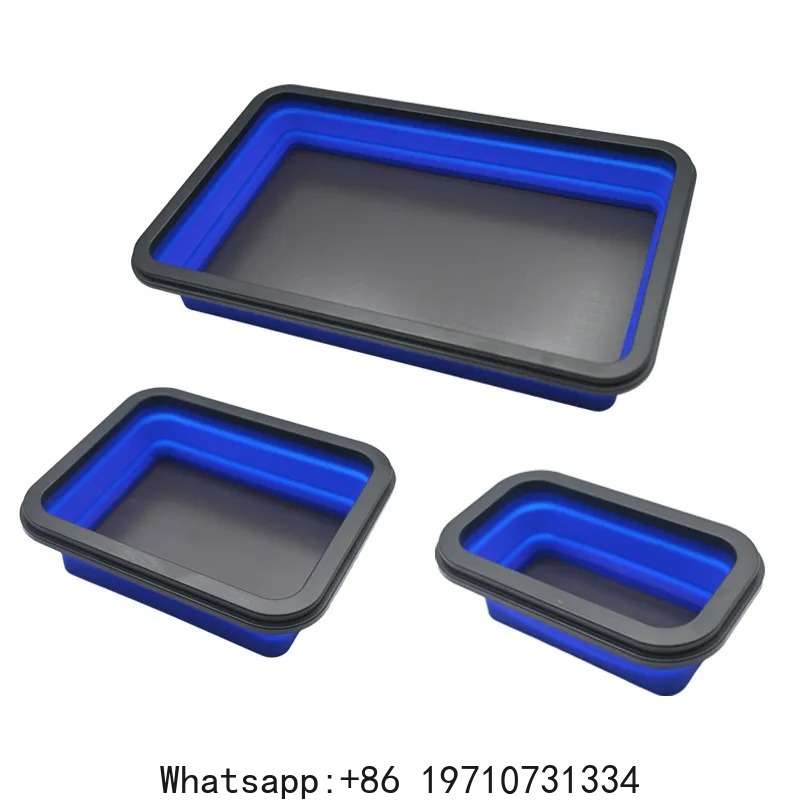 Magnetic Parts Tray - ชุดอุปกรณ์พับเก็บได้ 3 ชิ้น 3 ขนาด ถาดเก็บสกรูซิลิโคนแบบพับได้