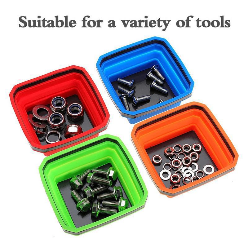 Magnetic Parts Tray - ถาดซิลิโคนพับได้สำหรับใส่ชิ้นส่วนแม่เหล็ก สีสันสดใส แข็งแรง ทนทาน ใช้สำหรับใส่เครื่องมือและชิ้นส่วนฮาร์ดแวร์
