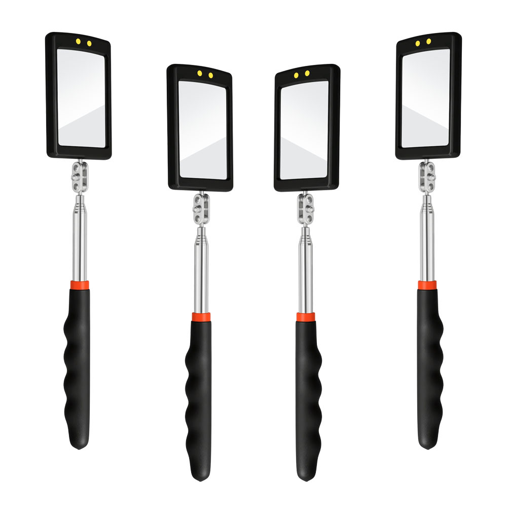Workshop Tools Car - กระจกตรวจสอบแบบยืดหดได้พร้อมไฟ LED ด้ามจับปรับยืดได้ เครื่องมือตรวจสอบความละเอียดสูงสำหรับช่างซ่อมรถยนต์ ทำจากสแตนเลส