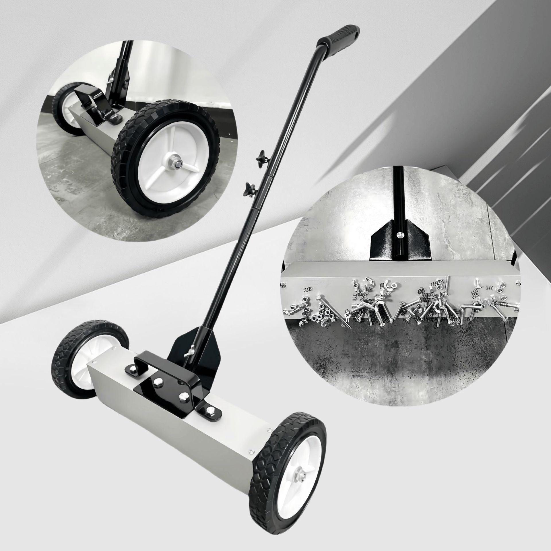 Workshop Cleaning Tools - เครื่องมือปิ๊กอัพแม่เหล็ก เครื่องมือทำความสะอาดแบบล้อเลื่อนแบบกดมือ เครื่องมือทำความสะอาดกำจัดเหล็กในครัวเรือน เครื่องมือปิ๊กอัพสำหรับงานหนัก